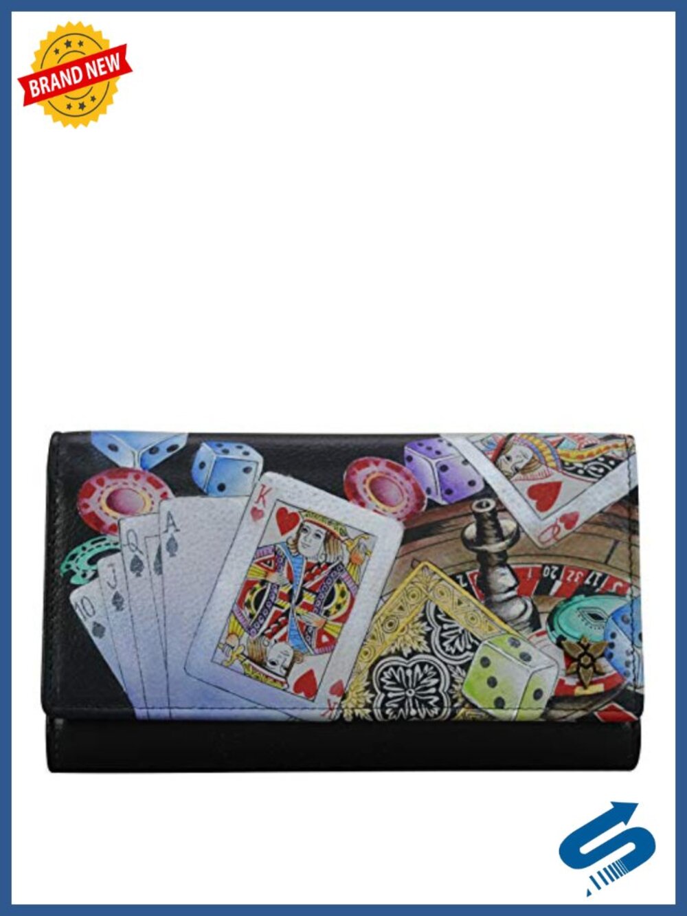 Hand-painted Genuine Leather RFID Checkbook Clutch